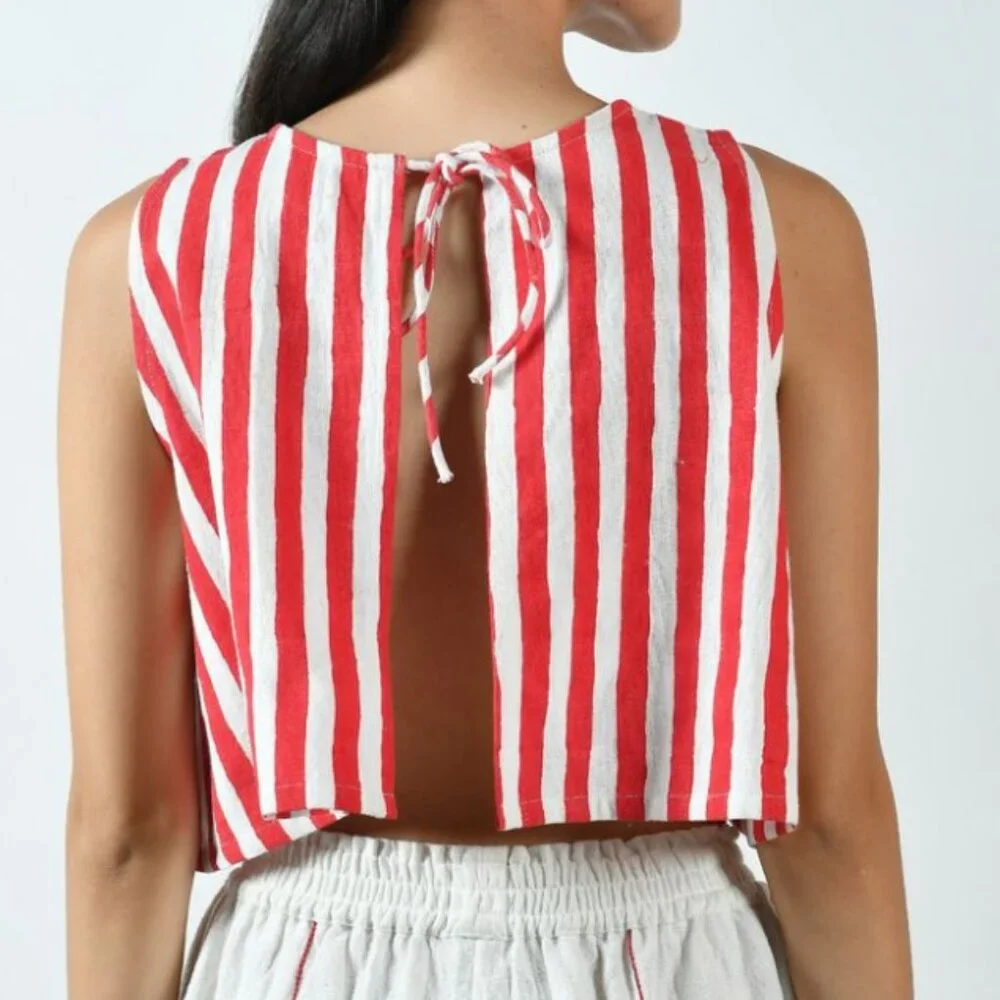 Cherry Cane Tie Back (Crop) Blouse - Picture 5 of 8